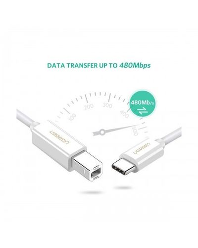 Printer cable UGREEN US241 (40417) USB Type C to USB-B Cable White 1.5M, 5 image