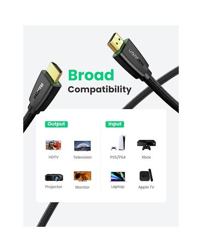 HDMI Cable UGREEN HD118 (40411) High-End HDMI Cable with Nylon Braid 3m (Black), 6 image