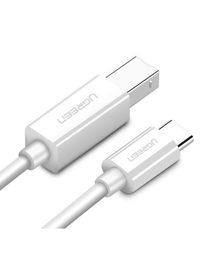 პრინტერის კაბელი UGREEN US241 (40417) USB Type C to USB-B Cable White 1.5M , 2 image - Primestore.ge