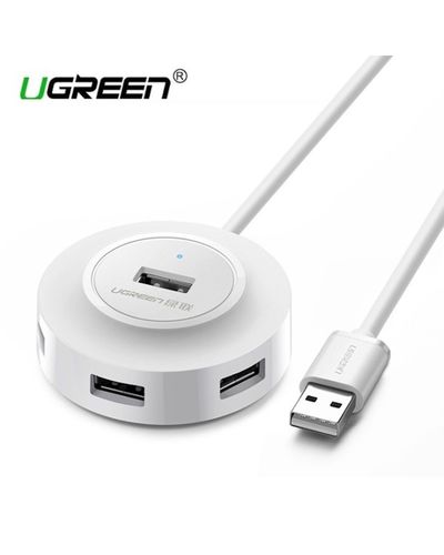 USB ჰაბი UGREEN CR106 (20270) USB 2.0 4 PORTS HUB 1M WHITE  - Primestore.ge