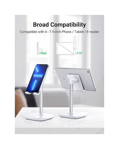 მობილურის დამჭერი UGREEN LP177 (60343) Adjustable Desktop Cell Phone Stand, White , 4 image - Primestore.ge