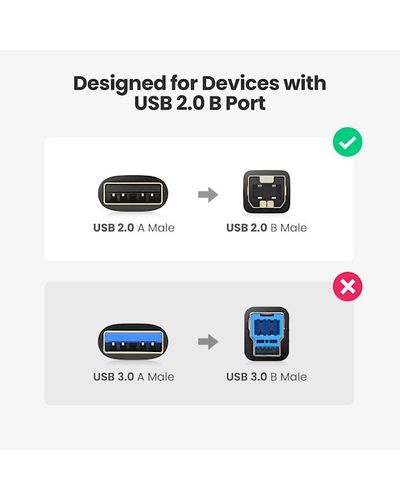 პრინტერის კაბელი UGREEN 10351 USB 2.0 AM to BM Print Cable 3m (Black) , 6 image - Primestore.ge