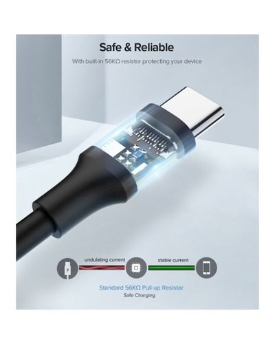 დამტენი USB UGREEN US287 (60116) USB 2.0 A to Type C Cable Nickel Plating 1m (Black) , 5 image - Primestore.ge