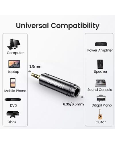 აუდიო ადაპტერი UGREEN 80730 3.5mm to 6.35mm Audio Adapter , 5 image - Primestore.ge
