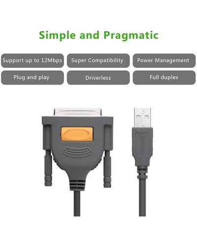 პრინტერის კაბელი UGREEN US167 (20224) USB to DB25 Parallel Printer Cable 2m , 5 image - Primestore.ge