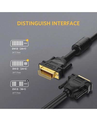 DVI კაბელი UGREEN DV101 (11604) DVI-D 24+1 Male to Male Dual Link Video Cable, 2m, Black , 2 image - Primestore.ge