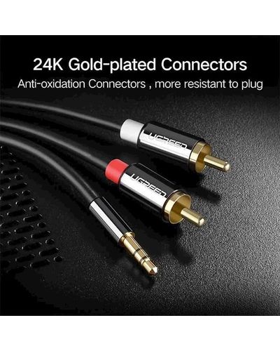 აუდიო კაბელი UGREEN 3.5mm Male to 2RCA Male Cable¶1.5m (Black) , 4 image - Primestore.ge