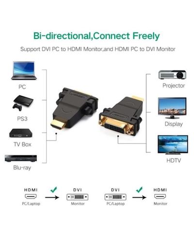 ადაპტერი UGREEN 20123 HDMI Male to DVI (24+5) Female Adapter (Black) , 6 image - Primestore.ge