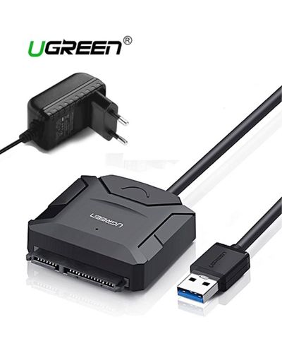 მყარი დისკის  წამკითხველი UGREEN CR108 (20611) USB 3.0 to SATA Hard Driver converter cable with 12V 2A power adapter 50CM  - Primestore.ge