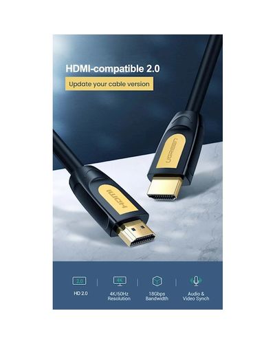 HDMI კაბელი UGREEN HD101 (10129) Round HDMI Cable 2m (Yellow/Black) , 6 image - Primestore.ge