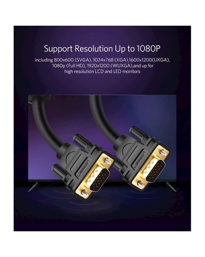 VGA კაბელი UGREEN VG101 (11633) VGA Male to Male Cable 10m (Black) , 4 image - Primestore.ge