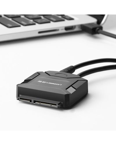 მყარი დისკის  წამკითხველი UGREEN CR108 (20611) USB 3.0 to SATA Hard Driver converter cable with 12V 2A power adapter 50CM , 3 image - Primestore.ge