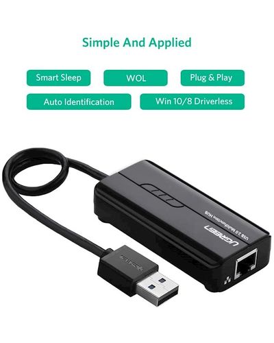 ქსელის ბარათი UGREEN 20264 USB 2.0 10/100Mbps USB to Lan + 3Port USB HUB Network Adapter , 3 image - Primestore.ge