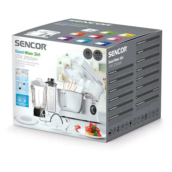 სამზარეულოს კომბაინი Sencor STM 3750WH Food processor, 4litre stainless steel bowl,powerful 800W, 1.6-litre glass blending jug, NutriSmart Program , 11 image - Primestore.ge