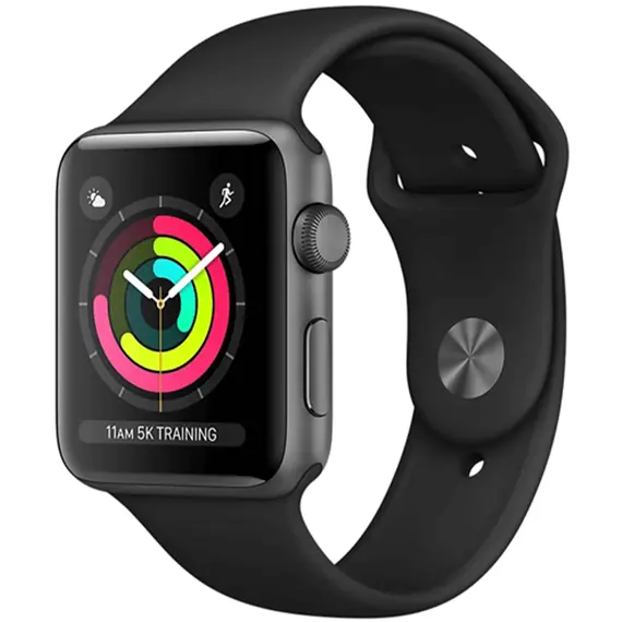 Smart Watch Apple Watch Series 3 GPS 42mm Space Gray Aluminum Case with Black Sport Band MTF32, 2 image