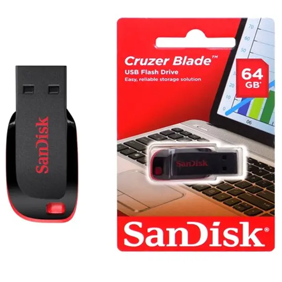 USB ფლეშ მეხსიერება SanDisk Cruzer Blade 64GB SDCZ50-064G-B35 - Primestore.ge