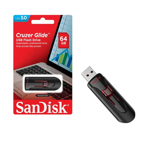 USB ფლეშ მეხსიერება SanDisk Cruzer 64GB Glide 3.0 SDCZ600-064G-G35 - Primestore.ge