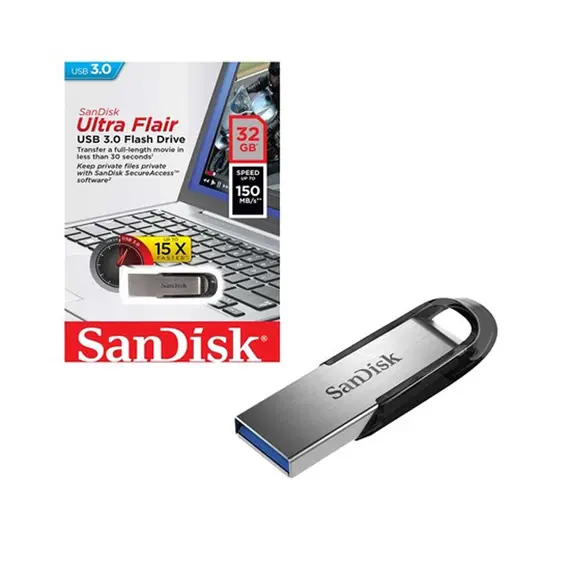 USB ფლეშ მეხსიერება SanDisk Ultra Flair 32GB USB 3.0 SDCZ73-032G-G46 - Primestore.ge