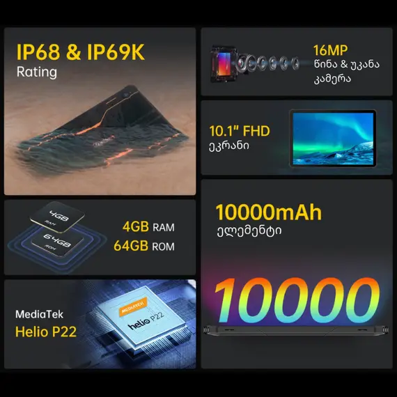 Tablet OUKITEL RT1 Rugged Tablet 64GB Black, 5 image