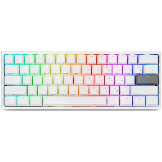 კლავიატურა Ducky Keyboard  One 2 Mini, Cherry Blue, RGB LED, RU PBT, White  - Primestore.ge