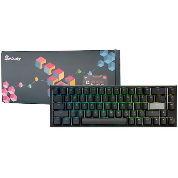 კლავიატურა Ducky Keyboard  One 2 SF, Cherry Silent Red, RGB LED, RU, Black-White - Primestore.ge