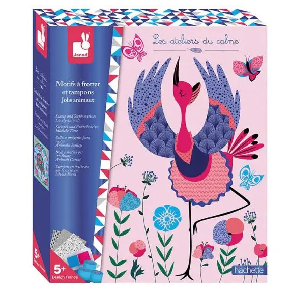 სათამაშო ნაკრები Janod STAMP AND SCRUB MOTIVES LOVELY ANIMALS  - Primestore.ge