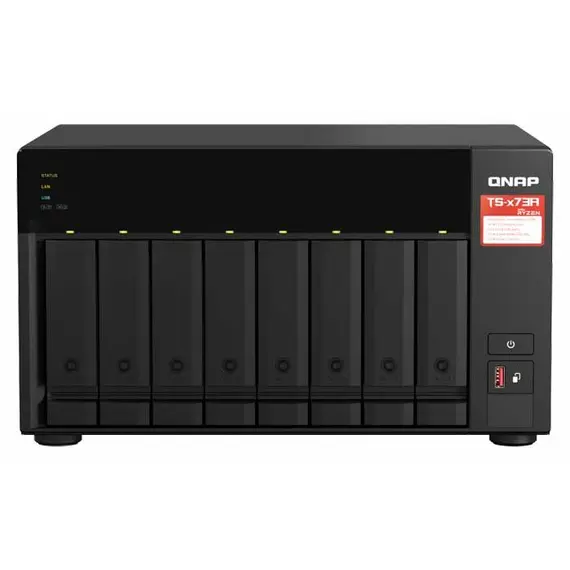 Power supply 8-bay NAS AMD Ryzen V1000 series V1500B 4C/8T 2.2GHz 8GB DDR4 RAM (2 x SODIMM slots max. 64GB optional ECC RAM support) 8x SATA 6Gb/s bays 2x M., 2 image