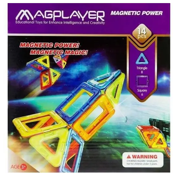 კონსტრუქტორი Magplayer Designer magnetic set 14 e. MPB-14  - Primestore.ge
