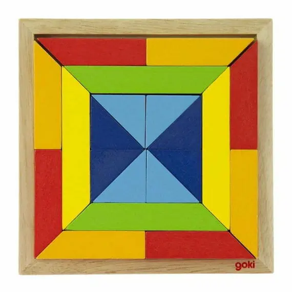 ხის ასაწყობი ფაზლი Goki The wooden puzzle The world of shapes - square 57572-3  - Primestore.ge