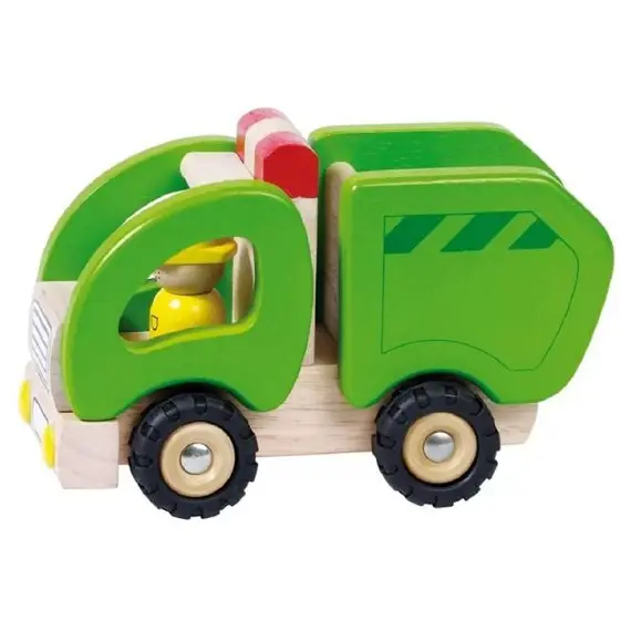 ხის ნაგვის მანქანა goki Machine wooden Garbage truck (green) 55964G  - Primestore.ge