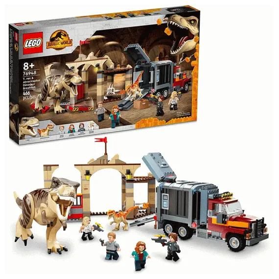 ლეგო LEGO Jurassic World T. rex & Atrociraptor Dinosaur Breakout  - Primestore.ge