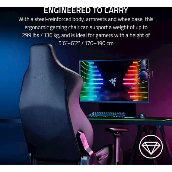 გეიმერული სავარძელი RAZER Gaming chair Iskur Black , 3 image - Primestore.ge