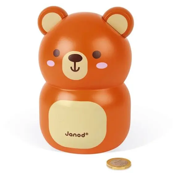დათვის ხის ყულაბა Janod Bear Moneybox  - Primestore.ge
