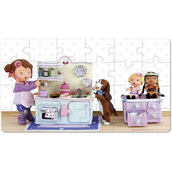 ასაწყობი ფაზლი Janod Set of 2 puzzles  Lola arranges a tea party J02769 - Primestore.ge
