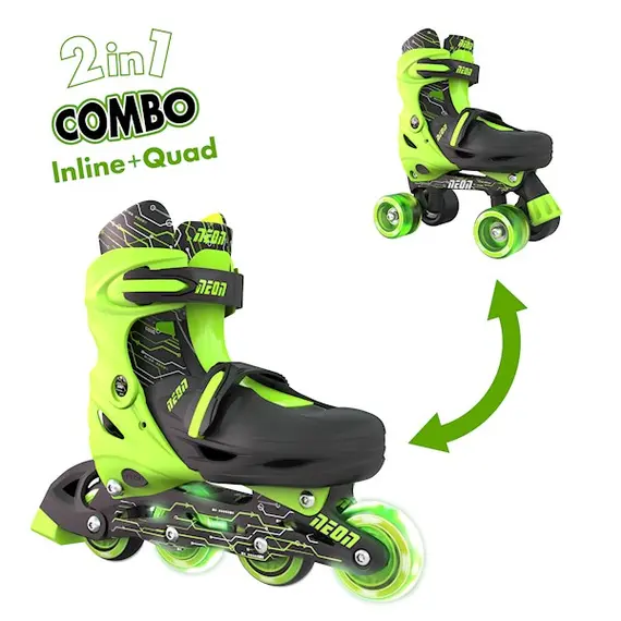 როლიკები NEON COMBO SKATES (SIZE 12-2) GREEN 4L/13L/16L CL 4PK  - Primestore.ge