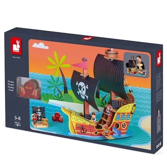 სათამაშო მეკობრეების გემი Janod Story Pirate Ship  - Primestore.ge
