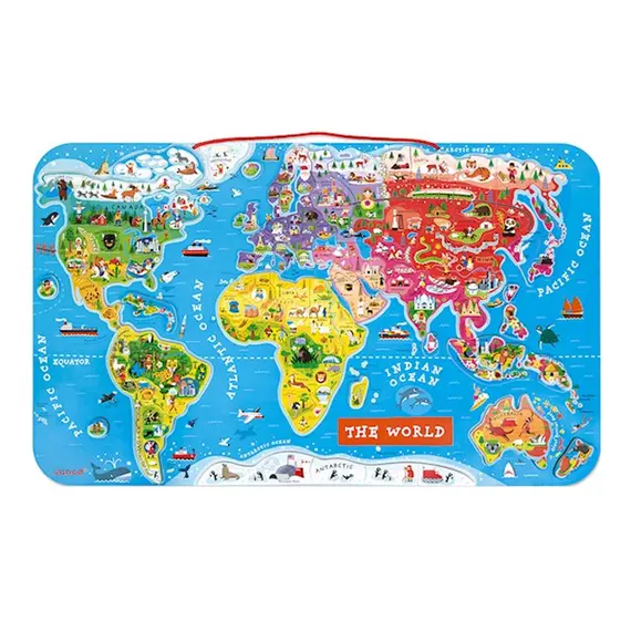 სათამაშო საგანმანათლებლო რუკა Janod Magnetic world map Janod English J05504 , 2 image - Primestore.ge