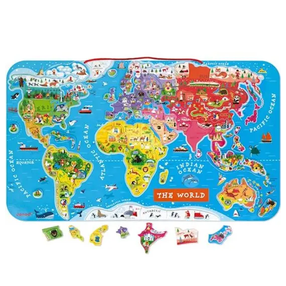 სათამაშო საგანმანათლებლო რუკა Janod Magnetic world map Janod English J05504  - Primestore.ge