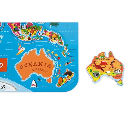სათამაშო საგანმანათლებლო რუკა Janod Magnetic world map Janod English J05504 , 3 image - Primestore.ge