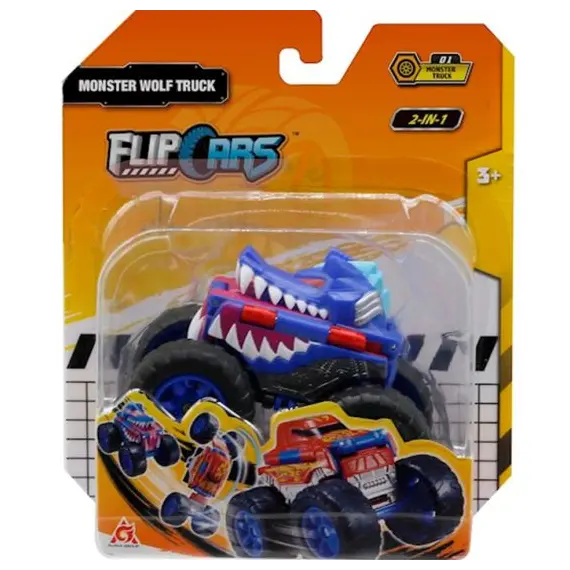 მანქანა Flip Cars 2-in-1 Flip Vehicle- Monster Wolf Truck , 3 image - Primestore.ge