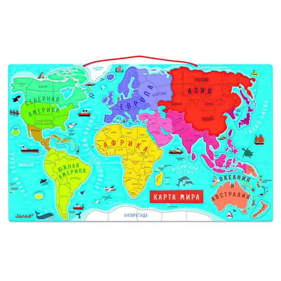 სათამაშო რუკა Janod Magnetic world map Russian J05483  - Primestore.ge