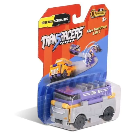სათამაშო მანქანა TransRacers Tour Bus & School Bus  - Primestore.ge
