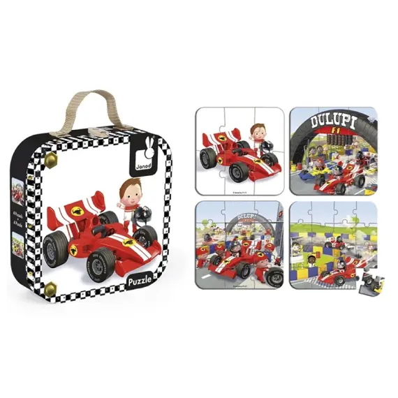 ფაზლი Janod Set of 4 puzzles Car Gabina Formula 1 J02884  - Primestore.ge