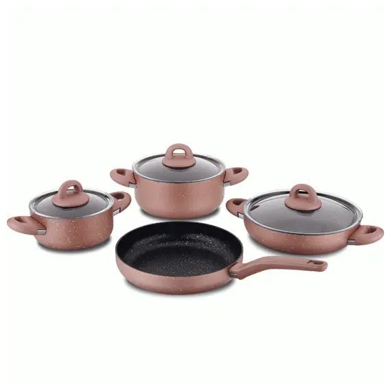 ქვაბებისა და ტაფების ნაკრები  Korkmaz A2894 Bella Granite 7 pcs Set  - Primestore.ge