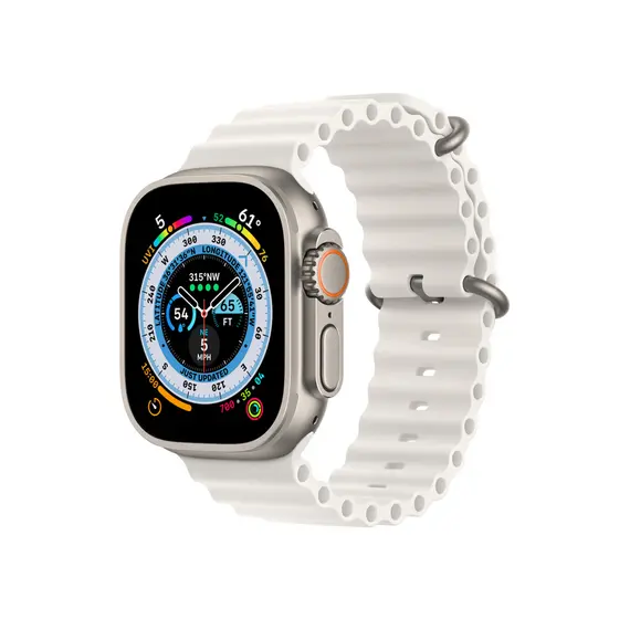 სმარტ საათი Apple Watch Ultra GPS + Cellular, 49mm Titanium Case with White Ocean Band  - Primestore.ge