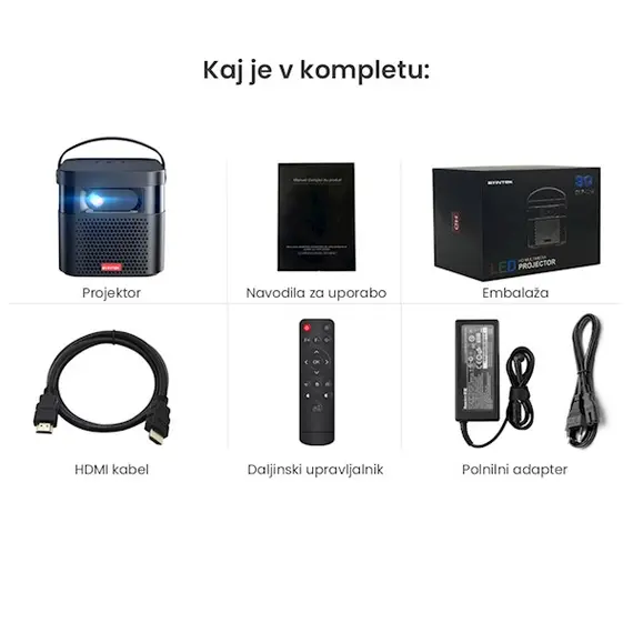 პროექტორი BYINTEK U70 Pro Smart 3D TV 300inch Android WiFi Portable 1080P LED Projector Full HD For 4K Cinema with Battery , 5 image - Primestore.ge