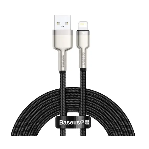 კაბელი Baseus Cafule Series Metal Data Cable Lightning 2.4A 2m CALJK-B01  - Primestore.ge
