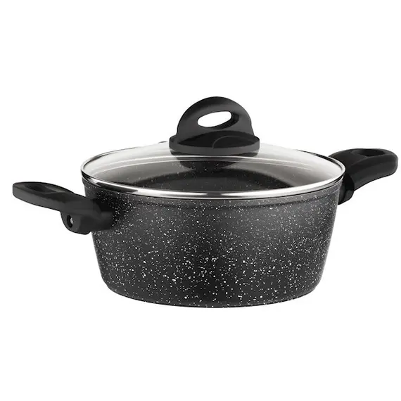 ქვაბი Ardesto Casserole Gemini Anzio, glass lid, 2.2 l, black, aluminum  - Primestore.ge