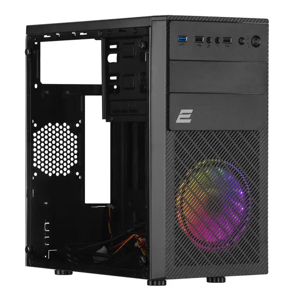 Processor case 2E Computer case BASIS (RD850) MiniT, Micro ATX, Mini ITX, 2xUSB2.0, 1xUSB3.0, 1x120mm ARGB, acrylic, (side panel), without PSU, black