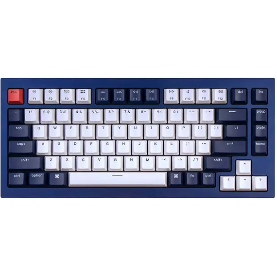 კლავიატურა Keychron Q1 QMK Custom HotSwappable Gateron Phantom Red Switch Mechanical Keyboard Full Assembled Navy Blue RGB with Knob Russian Layout - Primestore.ge